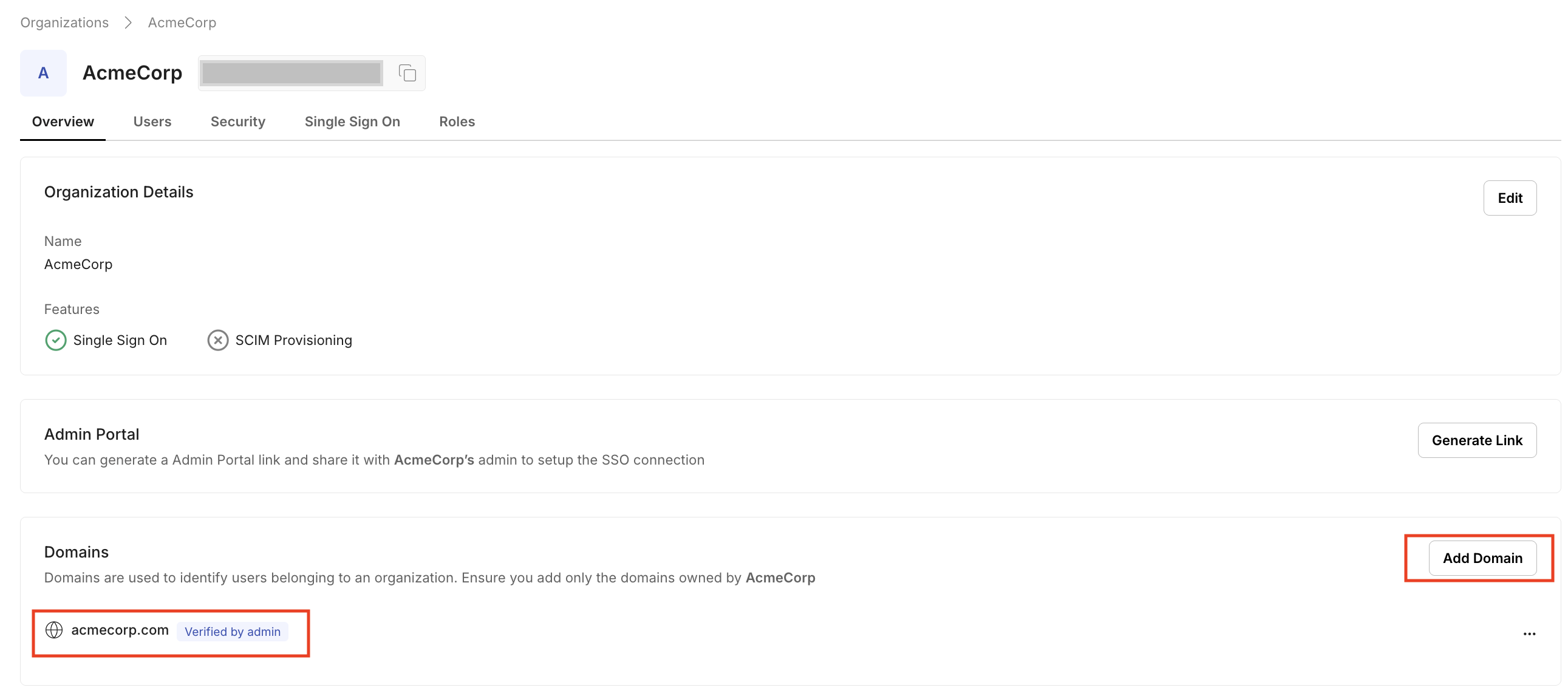 Organization Domain Setup