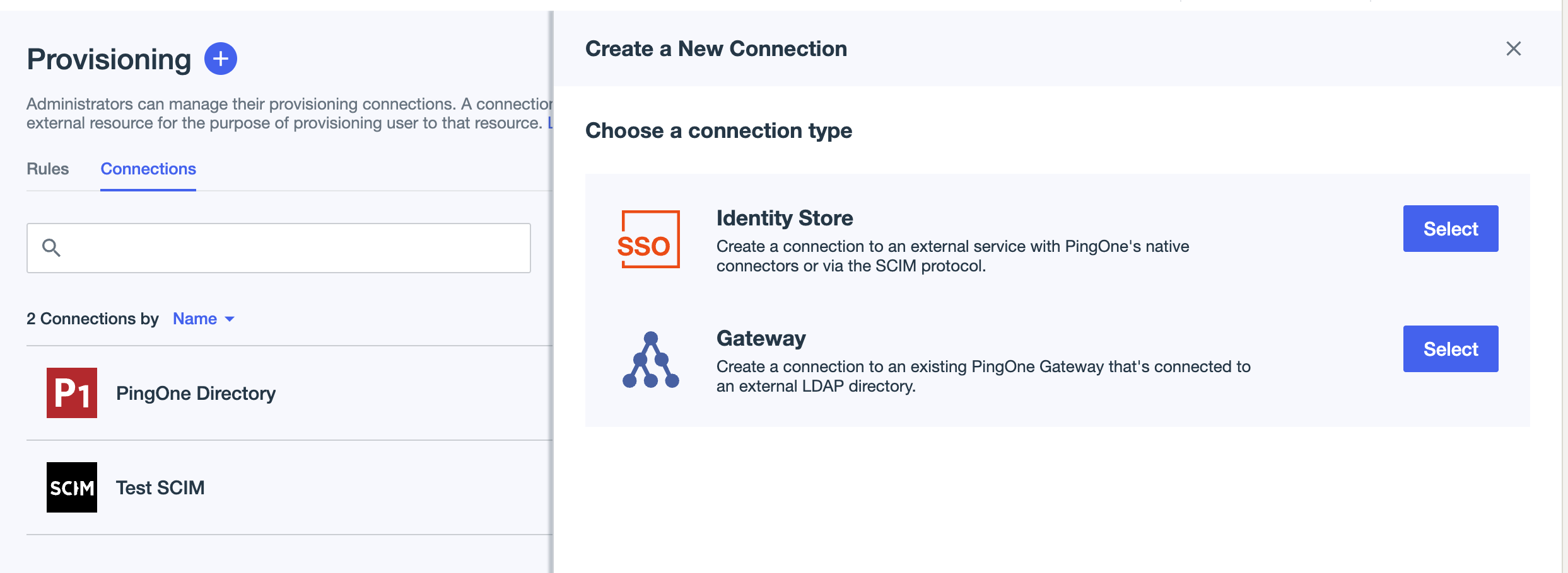 Select Identity Store modal