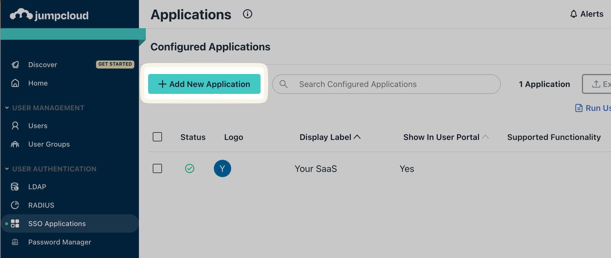 Click on Add New Application