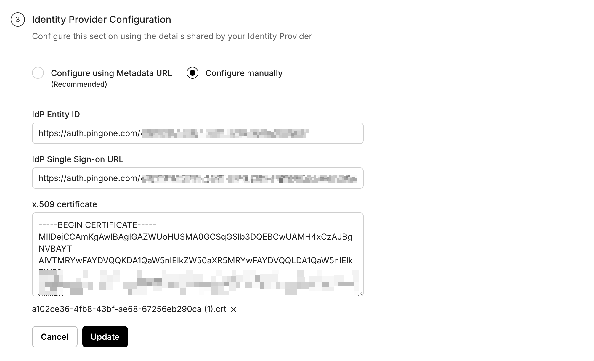 Configure using Metadata URL